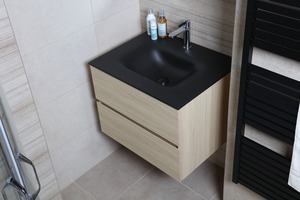 Kúpeľňová skrinka s umývadlom černá mat Naturel Verona 66x51,2x52,5 cm v dekore svetlé drevo VERONA66CMSD