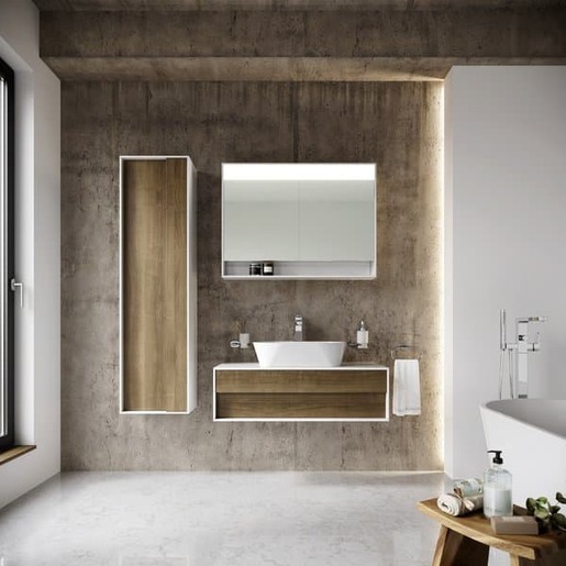 Kúpeľňová skrinka pod umývadlo Ravak Step 100x30,5x54 cm biela/dubová lesk X000001418
