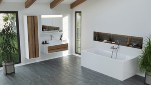 Kúpeľňová skrinka pod umývadlo Ravak Step 100x30,5x54 cm biela/dubová lesk X000001418