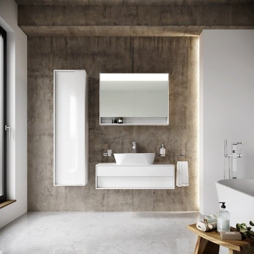 Kúpeľňová skrinka pod umývadlo Ravak Step 100x30,5x54 cm biela/biela lesk X000001429