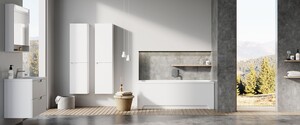 Kúpeľňová skrinka vysoká Ravak Classic II 40x160x26 cm v šedej farbe lesk X000001475