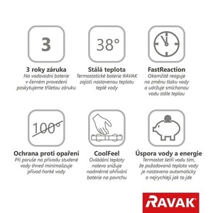 Sprchový systém Ravak 10° Free s termostatickou batériou čierna X070160
