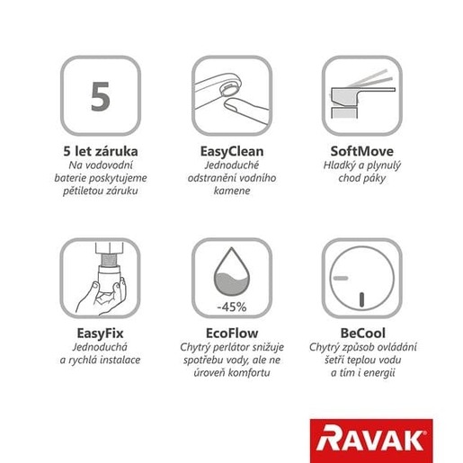Umývadlová batéria Ravak Espirit bez výpuste chróm X070399