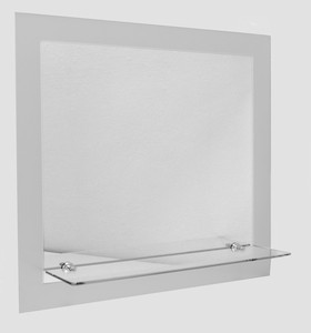 Obdĺžnikové zrkadlo s poličkou o rozmere 60x55 cm. Orientácia zrkadla na šírku.