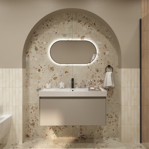 Kúpeľňová skrinka s umývadlom Roca Ona 100x50,5x46 cm piesková mat ONA1001ZPM