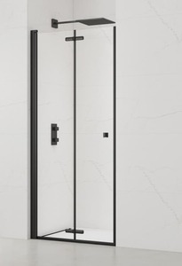 Sprchové dvere vrátane nikového profilu v čiernej farbe, výplň je z číreho skla bez dekoru. S povrchovou úpravou Easy Clean, ktorá uľahčuje čistenie a minimalizuje usadzovaniu vodného kameňa. Zalamovacie systém otvárania. Určenie - ĺavá i pravá orientácia.