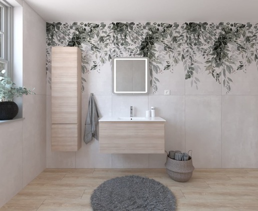 Kúpeľňová zostava s umývadlom vrátane umývadlovej batérie, vtoku a sifónu Naturel Ancona akácie KSETANCONA19