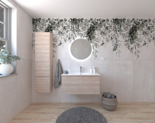 Kúpeľňová zostava s umývadlom vrátane umývadlovej batérie, vtoku a sifónu Naturel Ancona akácie KSETANCONA20