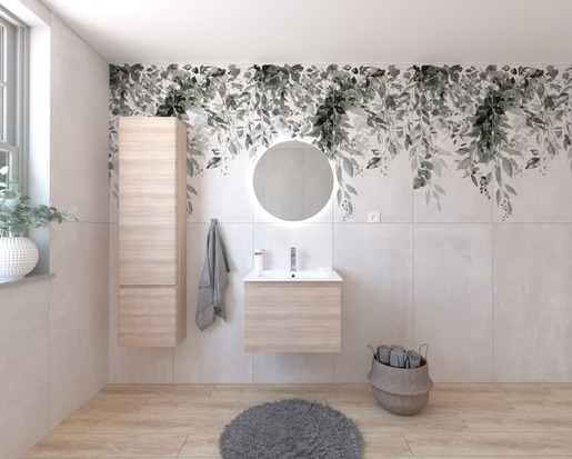 Kúpeľňová zostava s umývadlom vrátane umývadlovej batérie, vtoku a sifónu Naturel Ancona akácie KSETANCONA9