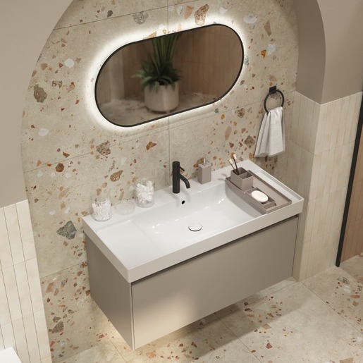 Kúpeľňová skrinka s umývadlom Roca Ona 100x50,5x46 cm piesková mat ONA1001ZPM